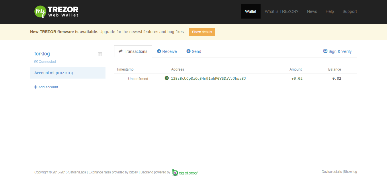 04myTREZOR Web Wallet