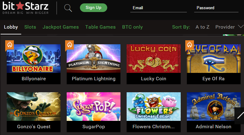 BitStarz.com main page