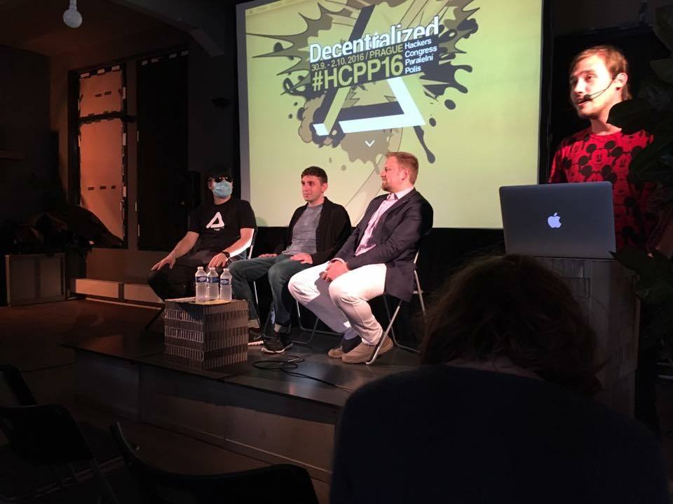 Lasha Antadze (middle) with Cypherpunk Frank Bauer and Leberland's Vit Jedlicka